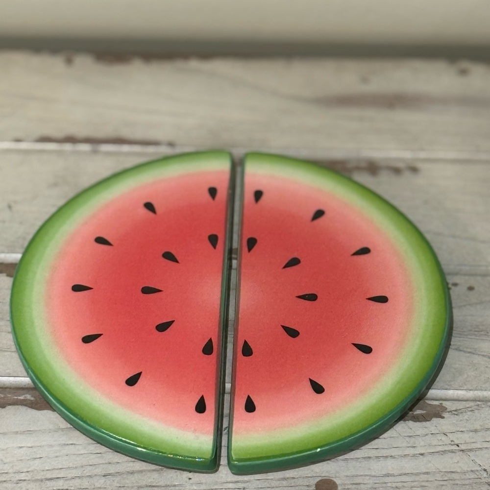 Martha Stewart Watermelon Slice Ceramic Trivet Set Summer BBQ - Flawed